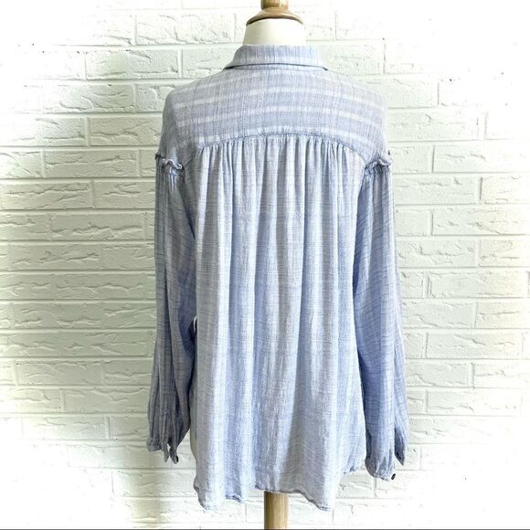 Free People Headed To The Highlands Blue Blouse Small - Picture 5 of 6